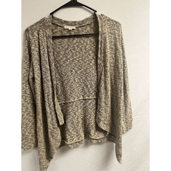 Tucker + Tate Womens Waterfall Cardigan Open Front Nordstrom Oatmeal/Black Large - Picture 5 of 6